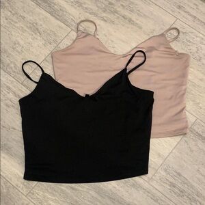Dynamite Women's Black and Pink Cropped Camisole Tops - Size Medium